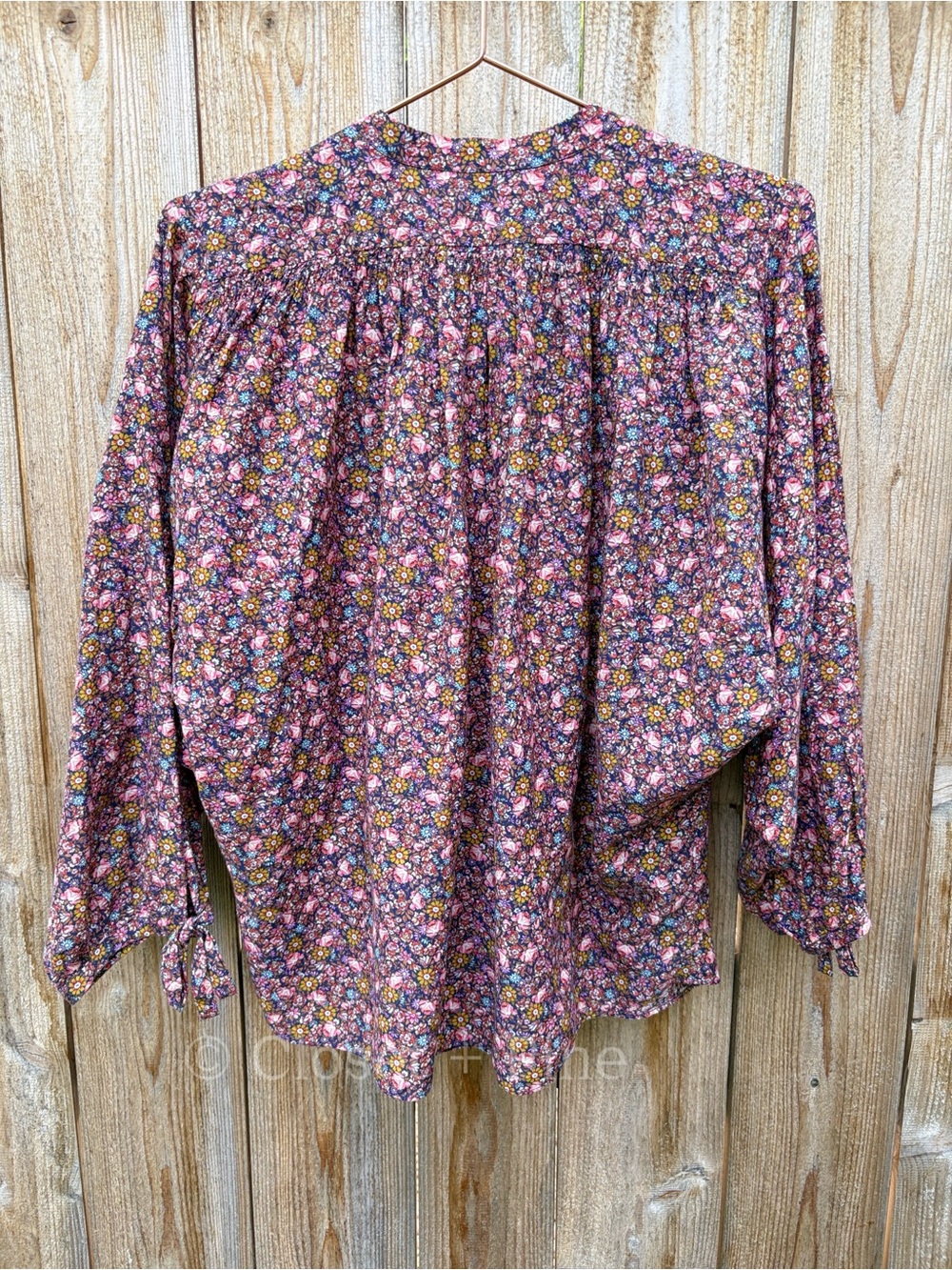 Doen O'Keeffe Top Blue Laurel Canyon Rose Size Small Blouse Floral - Picture 5 of 14